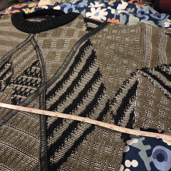 Peter England Sweater - Leather Accents! Black and Olive - Picture 10 of 14